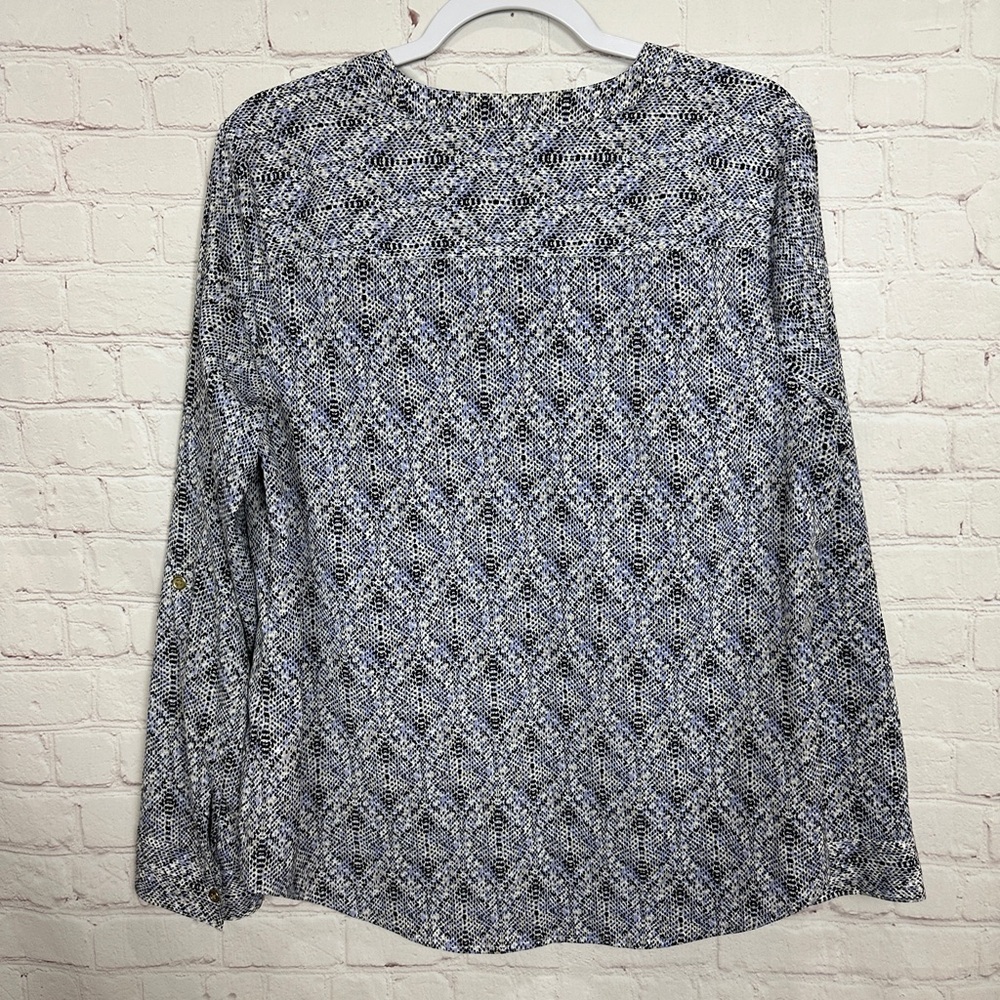 212 Collection Womens Blouse Button Up roll tab Sleeve Top Size L - Picture 5 of 6